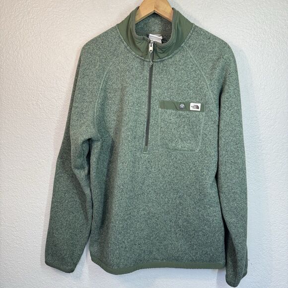 The North Face Sweater M Men Green 1/2 Zip Fleece Outdoor Gorpcore Adventure - Picture 1 of 11